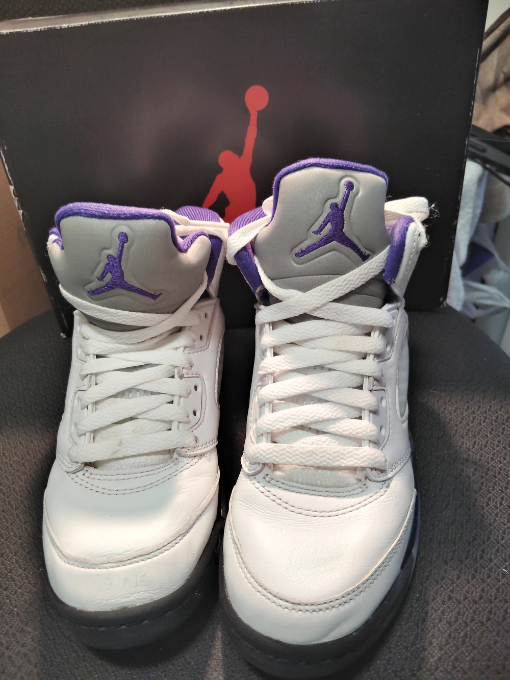 Air Jordan Retro White & Purple Jumpman Sneakers